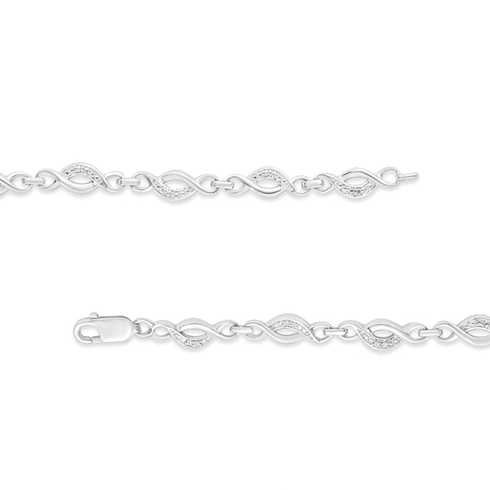 Prong-Set Diamond Accent Curved Spiral Link Bracelet in Sterling Silver, photo 4