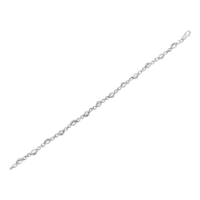 Prong-Set Diamond Accent Curved Spiral Link Bracelet in Sterling Silver, photo 5