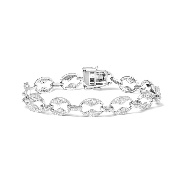 Pulsera de eslabones con diamantes redondos de 1 1/2 ct. p.t. en oro blanco de 14K, foto 1