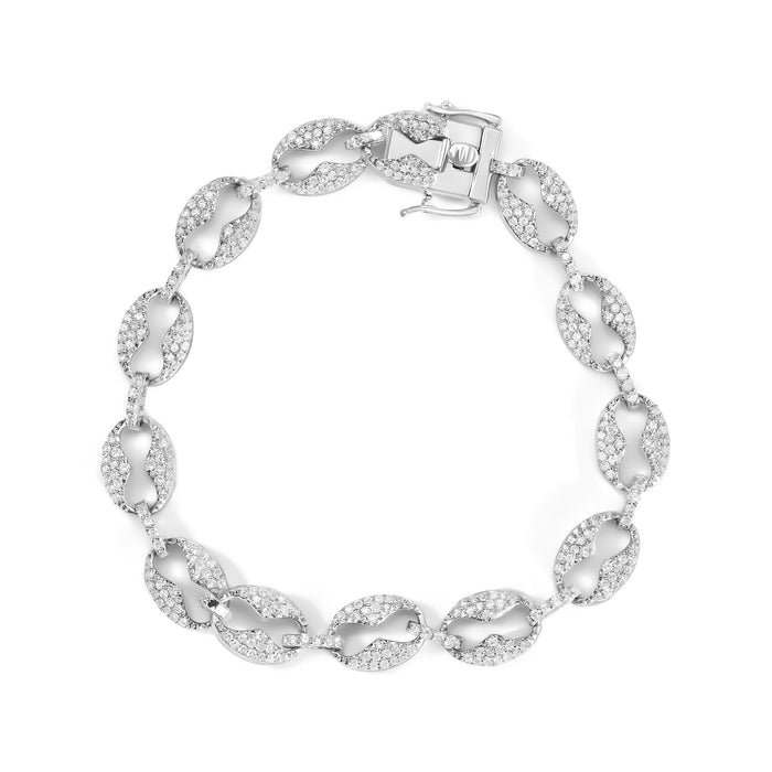 Pulsera de eslabones con diamantes redondos de 1 1/2 ct. p.t. en oro blanco de 14K, foto 2