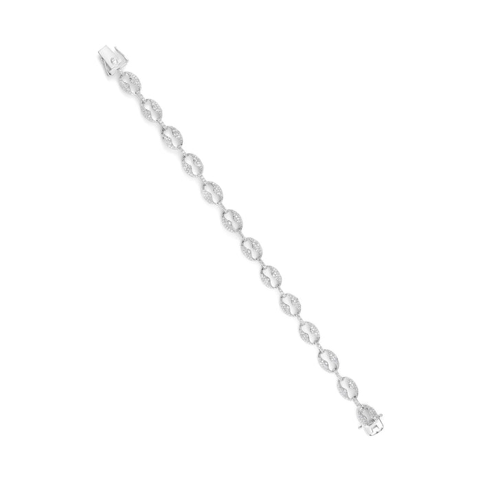 Pulsera de eslabones con diamantes redondos de 1 1/2 ct. p.t. en oro blanco de 14K, foto 4