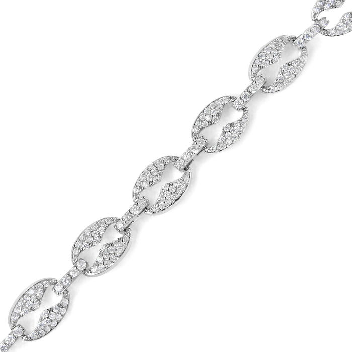 Pulsera de eslabones con diamantes redondos de 1 1/2 ct. p.t. en oro blanco de 14K, foto 5