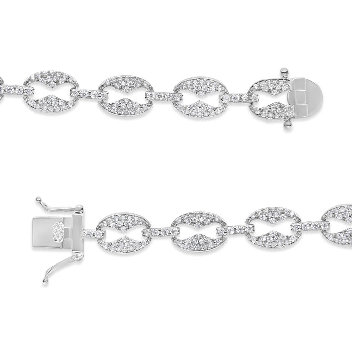 Pulsera de eslabones con diamantes redondos de 1 1/2 ct. p.t. en oro blanco de 14K, foto 6