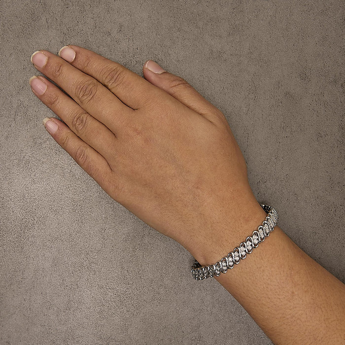 1/2 Ct. T.W. Diamond Double Row S-Link Bracelet in Sterling Silver, photo 3