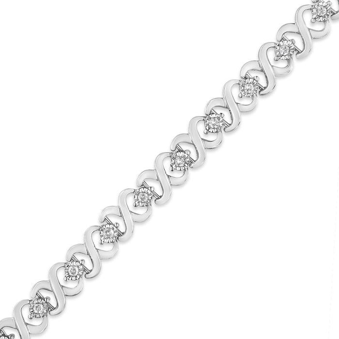 1/3 Ct. T.W. Miracle Plate Round-Cut Diamond Infinity Link Bracelet in Sterling Silver, photo 2