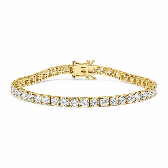 Lab-Grown Round Diamond Four-Prong Tennis Bracelet in 14K Gold, photo 2