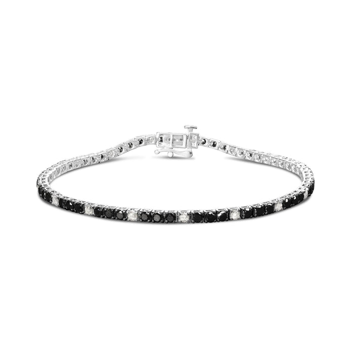 12 Ct. T.W. White and Treated Black Diamond Tennis Bracelet in Sterling Silver, photo 6