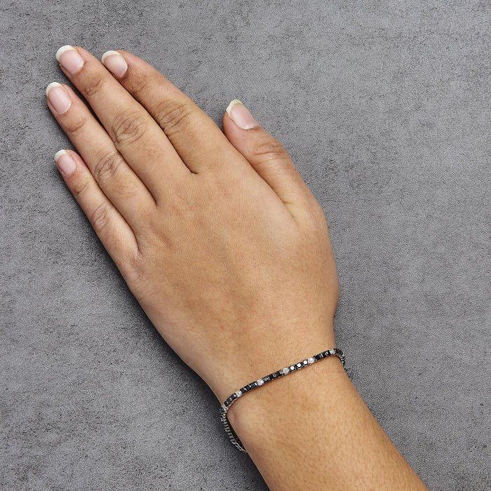 12 Ct. T.W. White and Treated Black Diamond Tennis Bracelet in Sterling Silver, photo 20