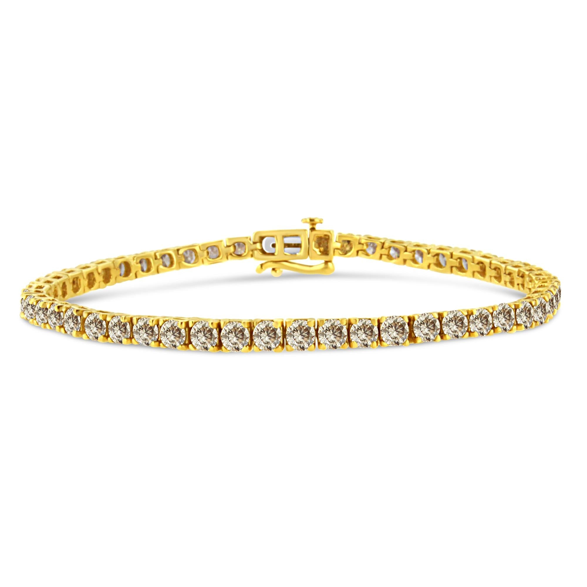 Pulsera tenis de eslabones clásicos con diamantes de 8 ct. p.t. en plata de ley bañada en oro amarillo de 14K, foto 1