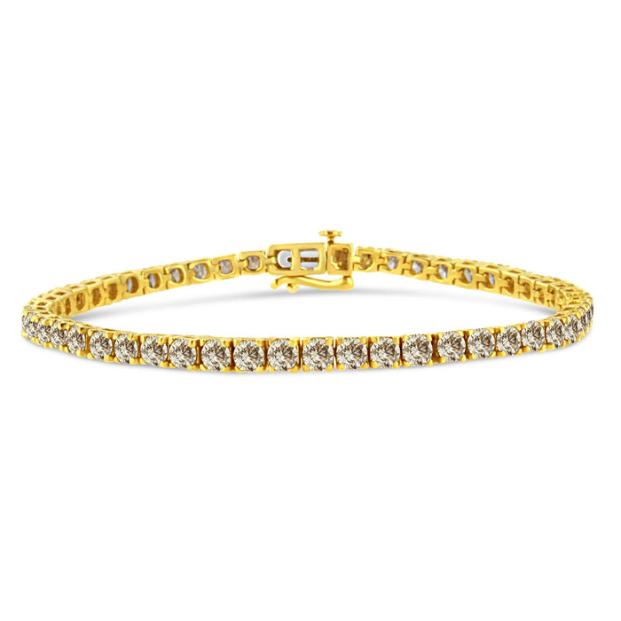 Pulsera tenis de eslabones clásicos con diamantes de 8 ct. p.t. en plata de ley bañada en oro amarillo de 14K, foto 1