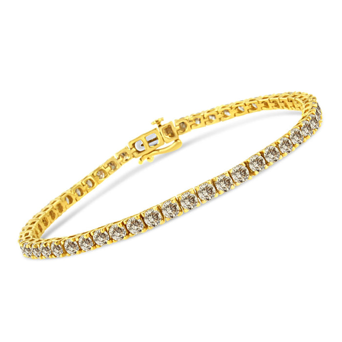 Pulsera tenis de eslabones clásicos con diamantes de 8 ct. p.t. en plata de ley bañada en oro amarillo de 14K, foto 2