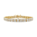 Pulsera tenis de 2 hileras con diamantes de 10 ct. p.t. en oro amarillo de 14K