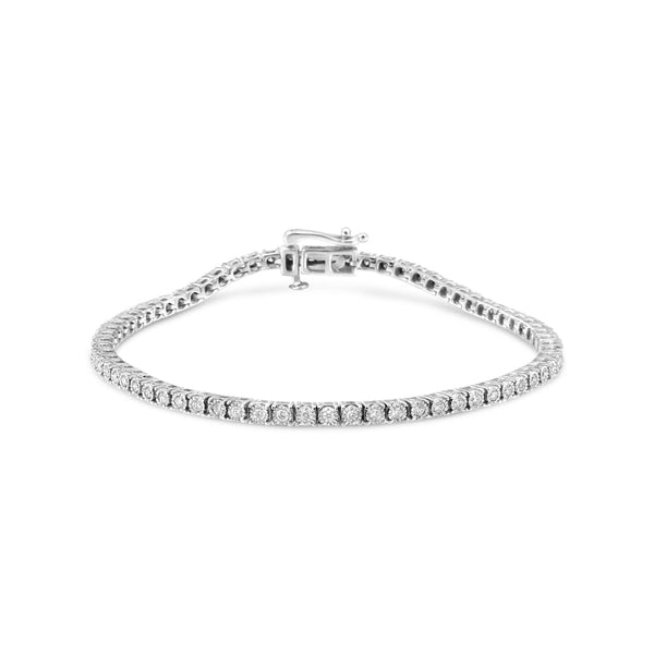 1 Ct. T.W. Miracle-Set Round-Cut Lab-Grown Diamond Illusion Tennis Bracelet Size in 14K White Gold, photo 1