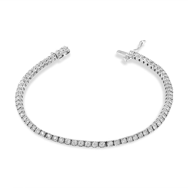 1 Ct. T.W. Miracle-Set Round-Cut Lab-Grown Diamond Illusion Tennis Bracelet Size in 14K White Gold, photo 2