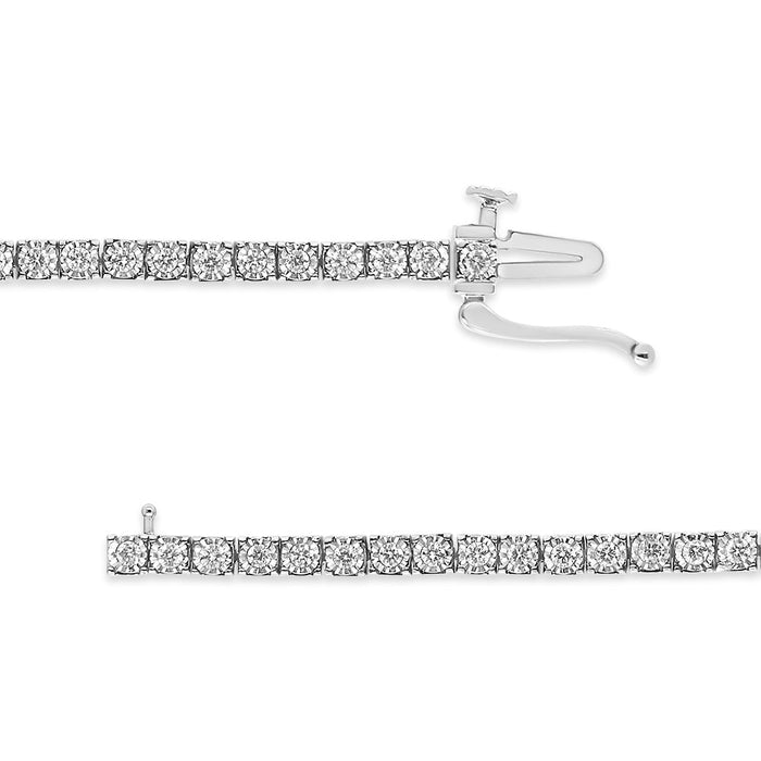 Pulsera tenis ilusión Miracle-Set con diamantes cultivados en laboratorio de 1 ct. p.t. en oro blanco de 14K, color F-G, claridad VS2-SI1, 7 pulg., foto 4