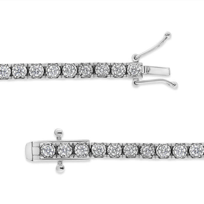 2 Ct. T.W. Miracle-Set Round-Cut Lab-Grown Diamond Illusion Tennis Bracelet in 14K White Gold, photo 4
