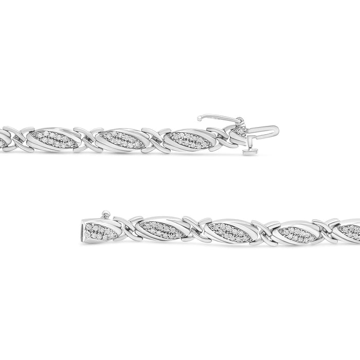 Pulsera de eslabones en X con diamantes redondos de 1 ct. p.t. en plata de ley, foto 4