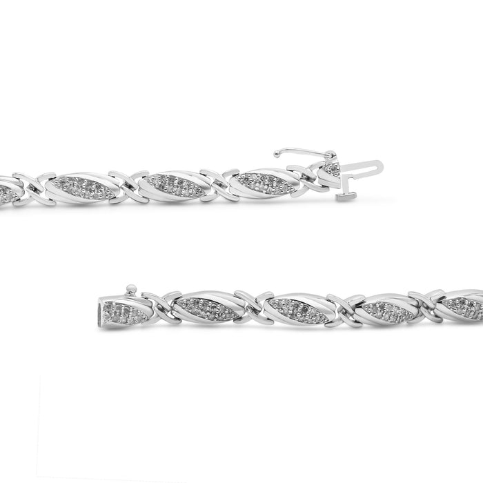 Pulsera de eslabones en X con diamantes redondos de 1 ct. p.t. en plata de ley, foto 5
