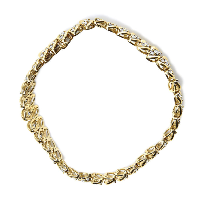 5 Ct. T.W. Diamond Double Row S-Link Cuban Bracelet in 10K Yellow Gold, photo 4