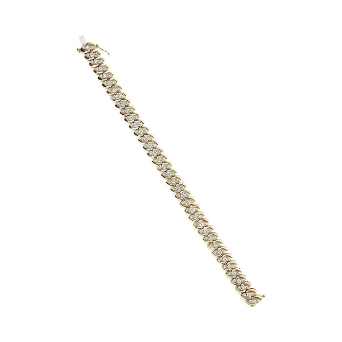 5 Ct. T.W. Diamond Double Row S-Link Cuban Bracelet in 10K Yellow Gold, photo 5
