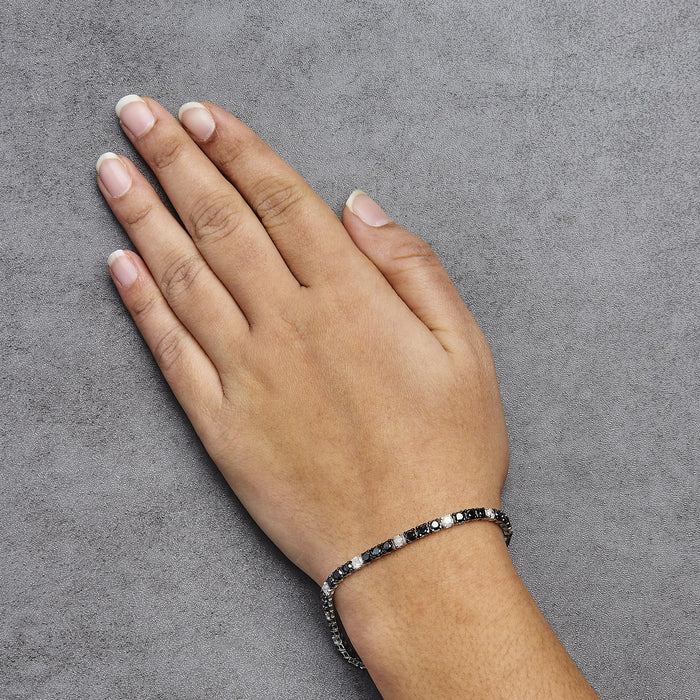 12 Ct. T.W. White and Treated Black Diamond Tennis Bracelet in Sterling Silver, photo 17