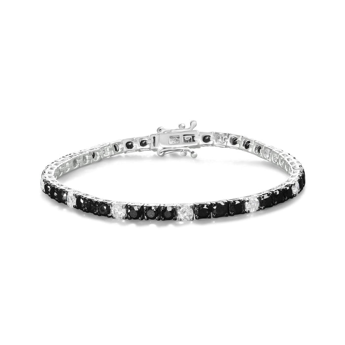 12 Ct. T.W. White and Treated Black Diamond Tennis Bracelet in Sterling Silver, photo 2