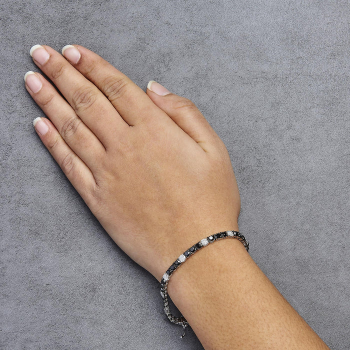12 Ct. T.W. White and Treated Black Diamond Tennis Bracelet in Sterling Silver, photo 16