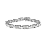 Pulsera de eslabones de engaste invisible con diamantes talla princesa de 2 ct. p.t. en oro blanco de 14K