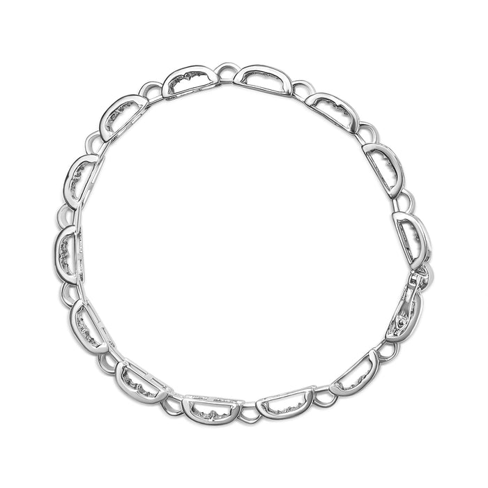 Pulsera de eslabones de engaste invisible con diamantes talla princesa de 2 ct. p.t. en oro blanco de 14K, foto 4