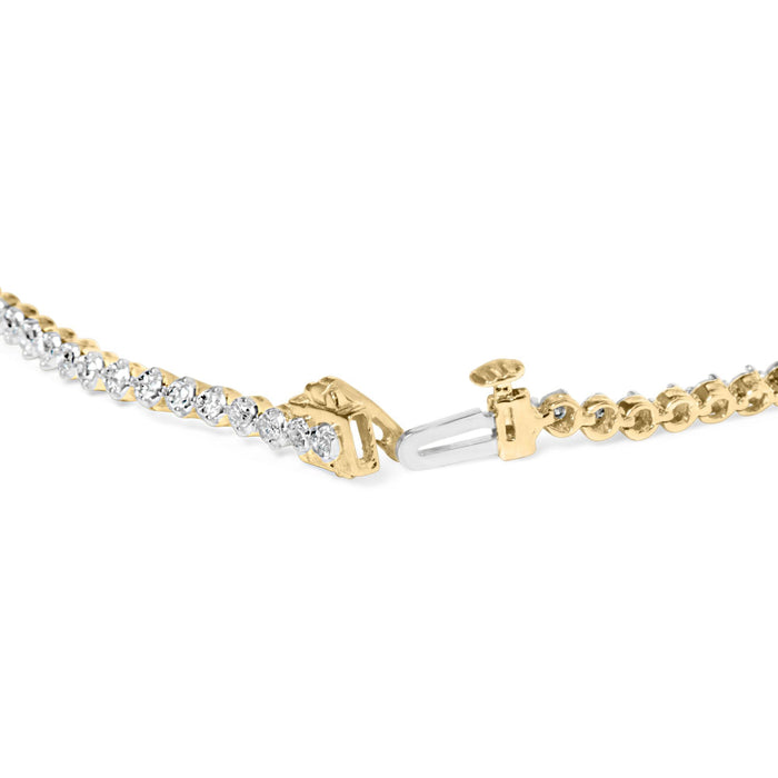 Pulsera tenis con diamantes redondos de 1 ct. p.t. en plata de ley bañada en oro amarillo de 10K, foto 2