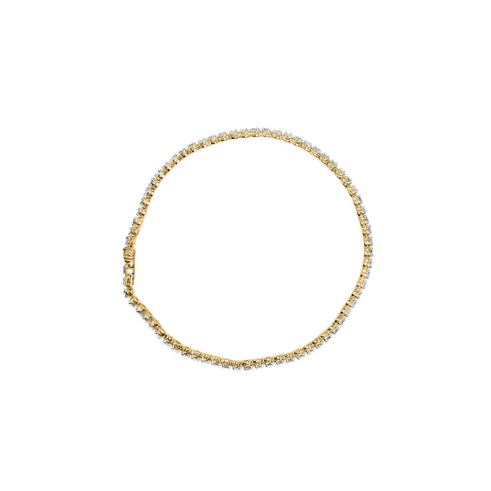 Pulsera tenis con diamantes redondos de 1 ct. p.t. en plata de ley bañada en oro amarillo de 10K, foto 4