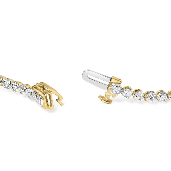 Pulsera tenis con diamantes redondos de 1 ct. p.t. en plata de ley bañada en oro amarillo de 10K, foto 5