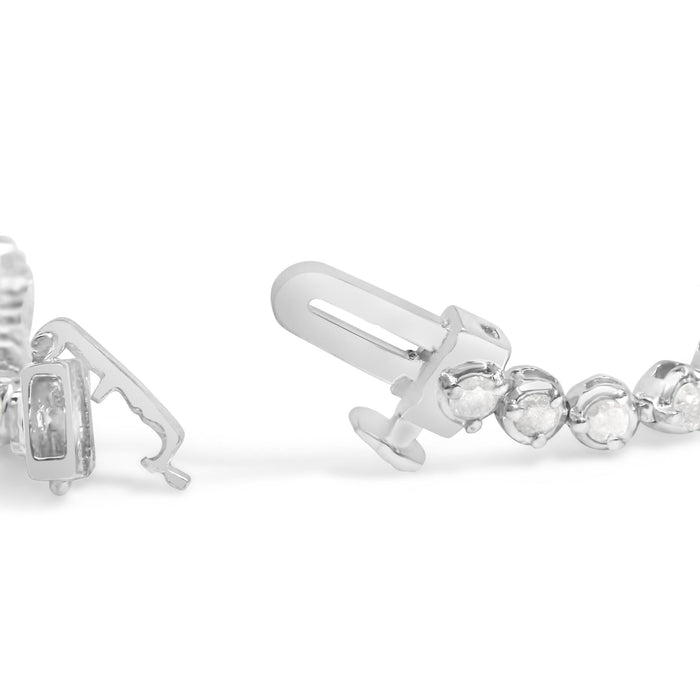 Pulsera tenis de 3 garras con diamantes de 2 ct. p.t. en plata de ley, foto 2