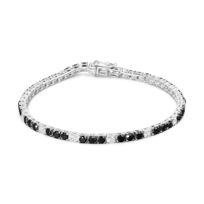 12 Ct. T.W. White and Treated Black Diamond Tennis Bracelet in Sterling Silver, photo 4