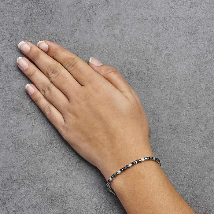 12 Ct. T.W. White and Treated Black Diamond Tennis Bracelet in Sterling Silver, photo 18