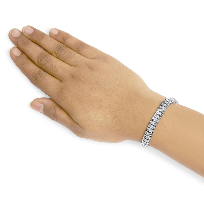 Pulsera de eslabones de línea con engaste de chatón y diamantes de 1 ct. p.t. en plata de ley, foto 3