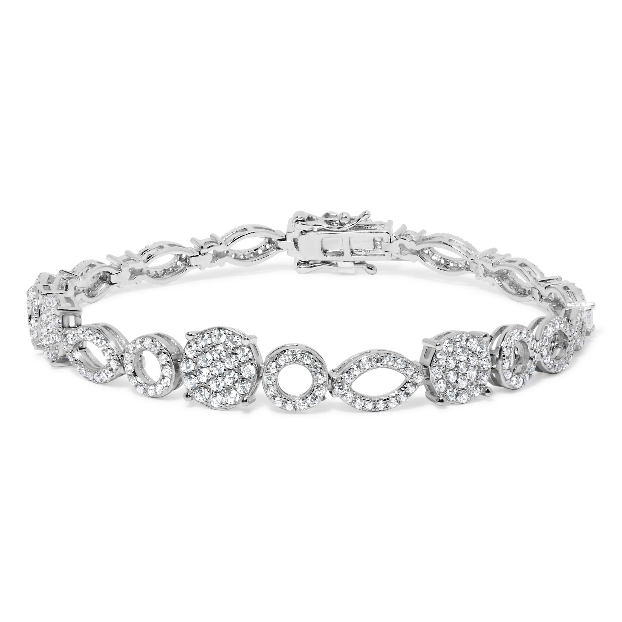 Pulsera de eslabones con diamantes de 3 ct. p.t. en oro blanco de 10K, foto 1