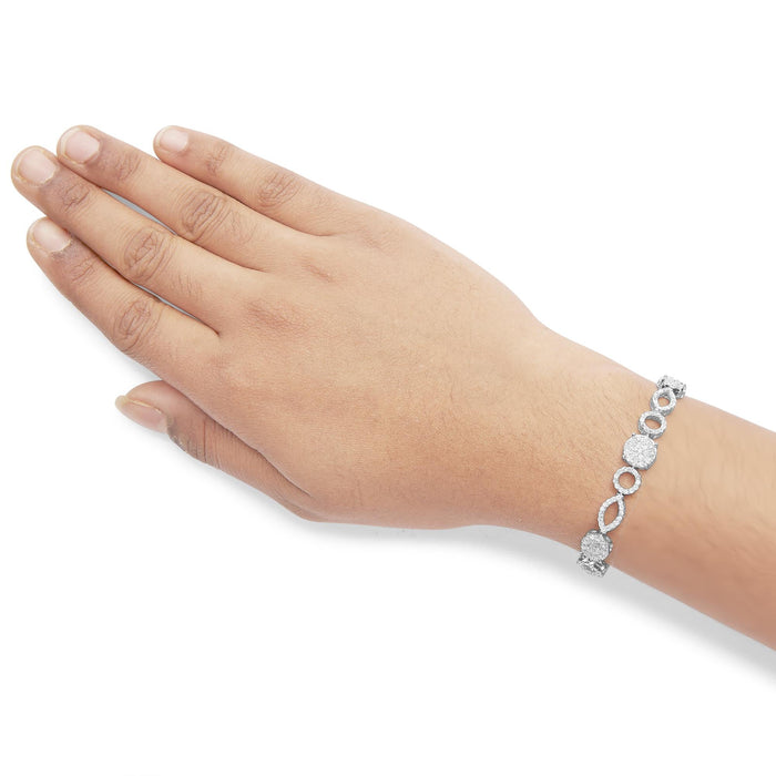 Pulsera de eslabones con diamantes de 3 ct. p.t. en oro blanco de 10K, foto 3