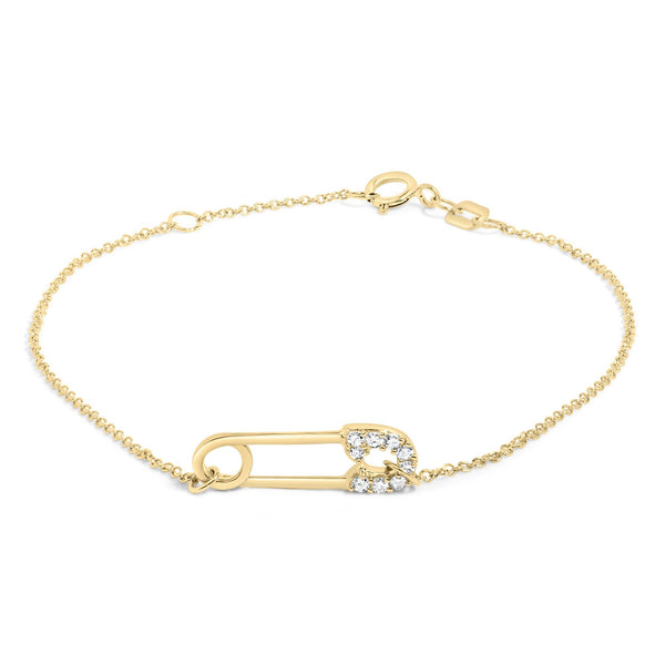 1/10 Ct. T.W. Diamond Paperclip Charm Adjustable Link Bracelet in 10K Yellow Gold, photo 1