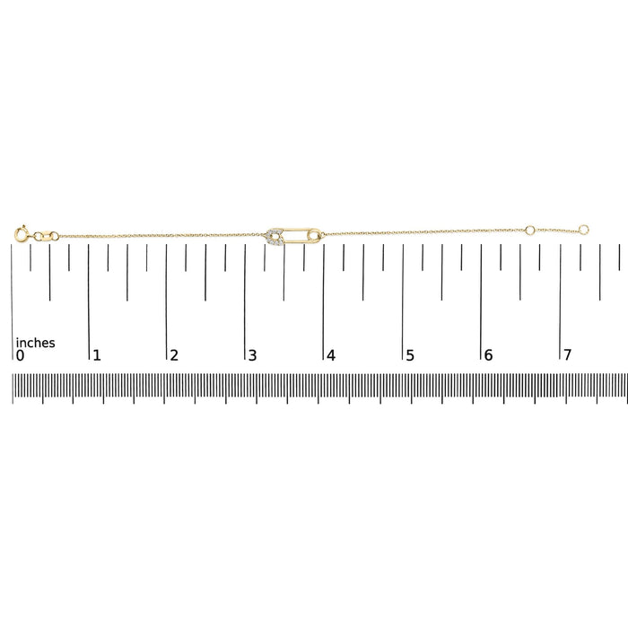 1/10 Ct. T.W. Diamond Paperclip Charm Adjustable Link Bracelet in 10K Yellow Gold, photo 5