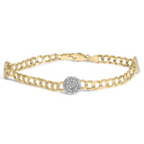 5/8 Ct. T.W. Diamond Cluster Curb Chain Bracelet in 14K Yellow Gold