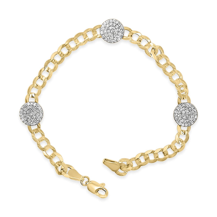 5/8 Ct. T.W. Diamond Cluster Curb Chain Bracelet in 14K Yellow Gold, photo 4
