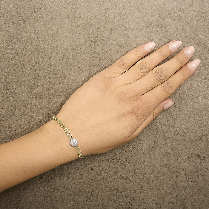 5/8 Ct. T.W. Diamond Cluster Curb Chain Bracelet in 14K Yellow Gold, photo 3