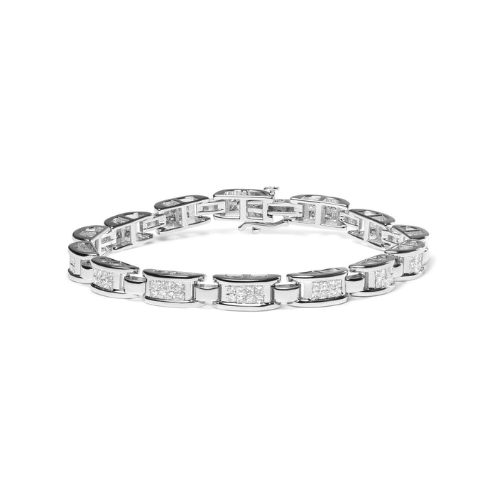 3 Ct. T.W. Invisible-Set Princess-Cut Diamond Link and Buckle Tennis Bracelet in 14K White Gold, photo 1