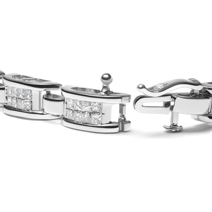 3 Ct. T.W. Invisible-Set Princess-Cut Diamond Link and Buckle Tennis Bracelet in 14K White Gold, photo 2