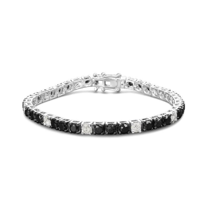 12 Ct. T.W. White and Treated Black Diamond Tennis Bracelet in Sterling Silver, photo 1