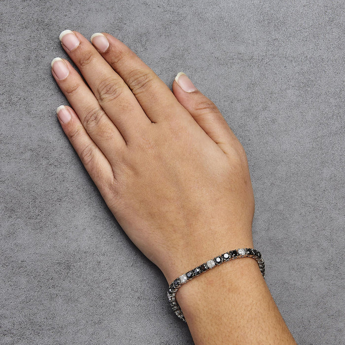 12 Ct. T.W. White and Treated Black Diamond Tennis Bracelet in Sterling Silver, photo 15