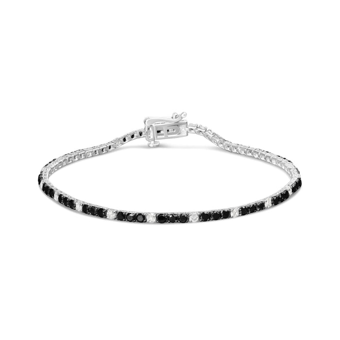12 Ct. T.W. White and Treated Black Diamond Tennis Bracelet in Sterling Silver, photo 7
