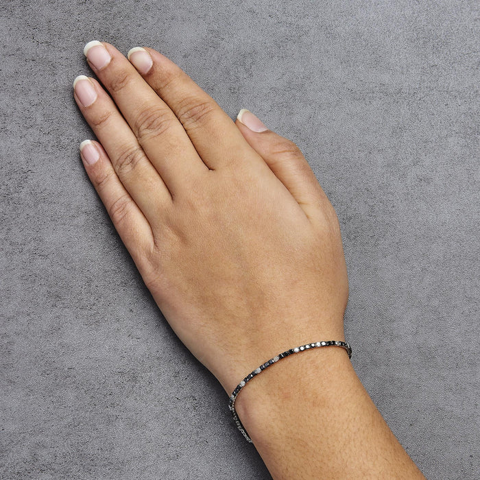 12 Ct. T.W. White and Treated Black Diamond Tennis Bracelet in Sterling Silver, photo 21