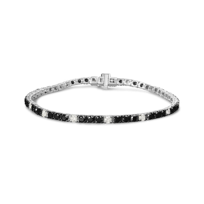 12 Ct. T.W. White and Treated Black Diamond Tennis Bracelet in Sterling Silver, photo 5